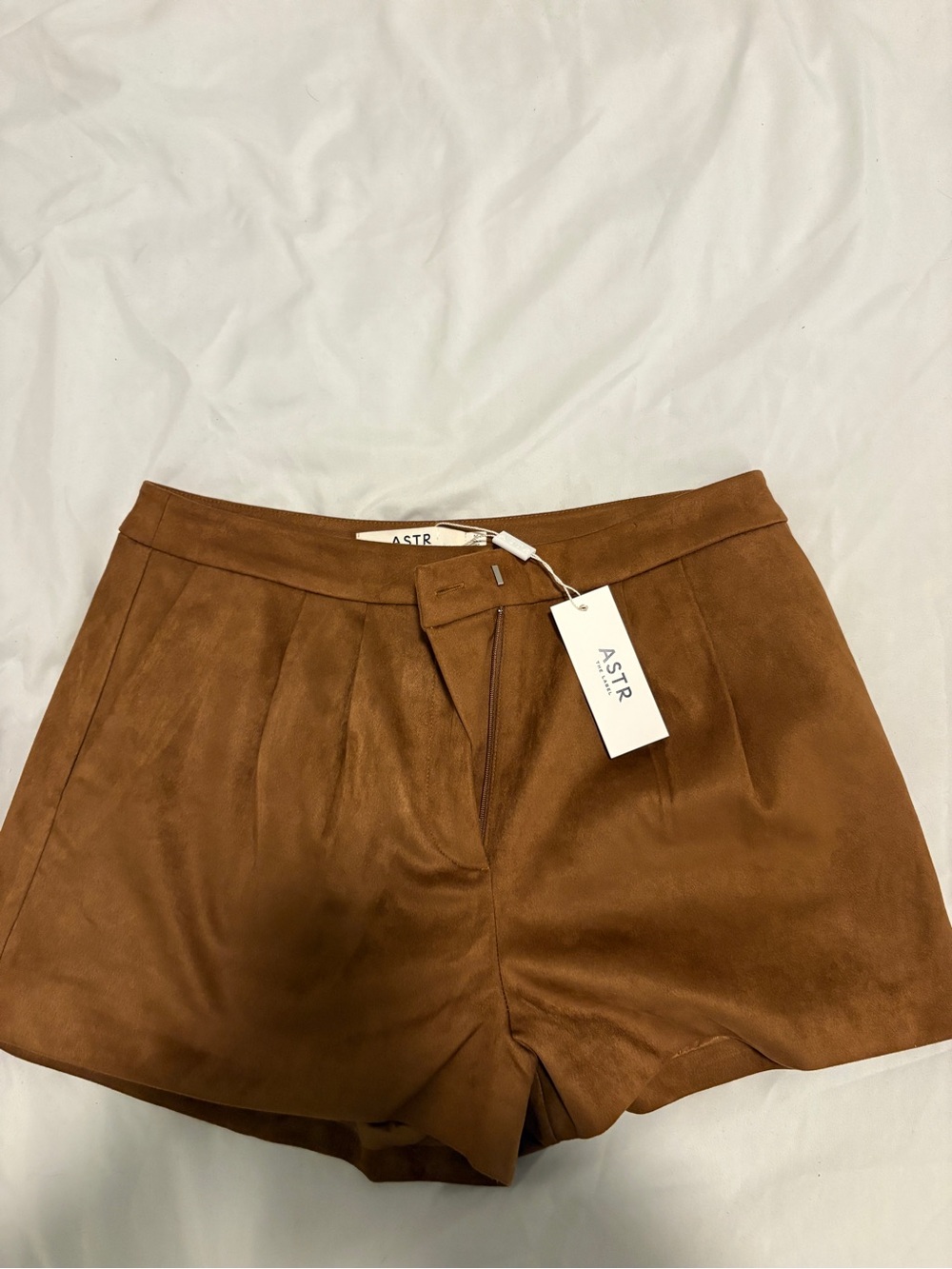 Astr Tan Suede-Look High Waist Women's Shorts